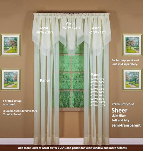 Today's Curtain Emelia Original Voile Panel 120", Ecru, 60" W x 120" L