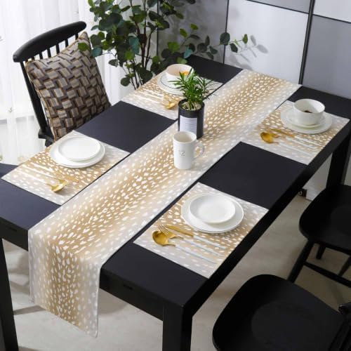 Linear Ombre Table Runner and Placemats Set of 6 Subtle Fade Fabric
