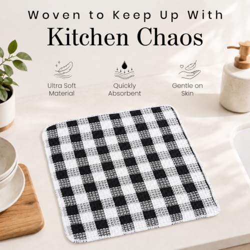 Blue Needles Waffle Weave Dish Towels 100% Cotton Set of 6-12