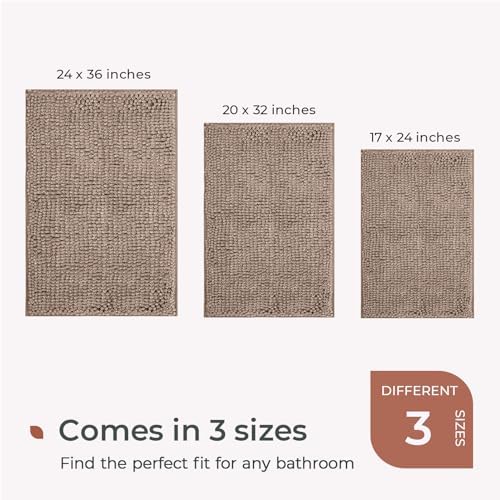 FRESHMINT Chenille Bath Rugs Extra Soft and Absorbent Microfiber Shag