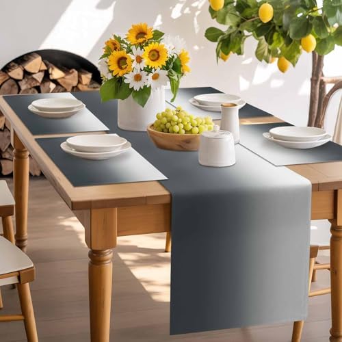 Abstract Ombre Grey Placemats Set of 6 Washable Table Mats for