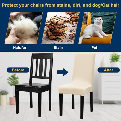 Chair Covers, Stretch Dining Room Chair Covers Set of 6, Removable