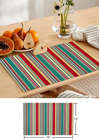 Geometric Table Mats Set of 4 With Table Runner 90 Inches Long,Cotton