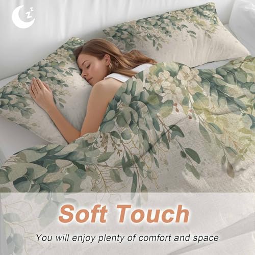 Spring Eucalyptus Bedding 3 Piece Duvet Cover Set Queen Size, Summer