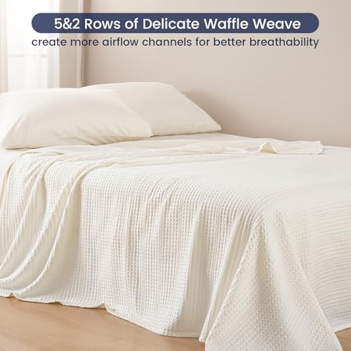PHF Lightweight Waffle Weave Blanket King Size 104"x 90", Soft Woven