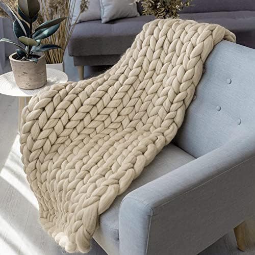 BBPM Chunky Knit Throw Blanket 100% Hand Made Large Merino Wool Loop