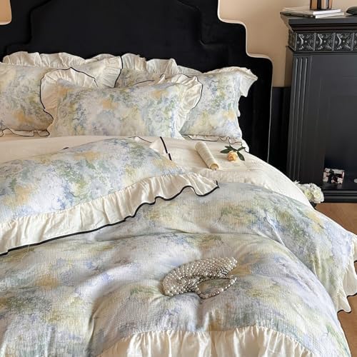 VM VOUGEMARKET Muslin Cotton Duvet Cover Set King Shabby Watercolor