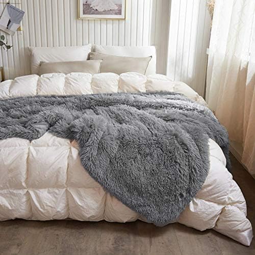 YOH Warm Shaggy Sherpa Reversible Throw Blanket, Fluffy Soft Long Hair