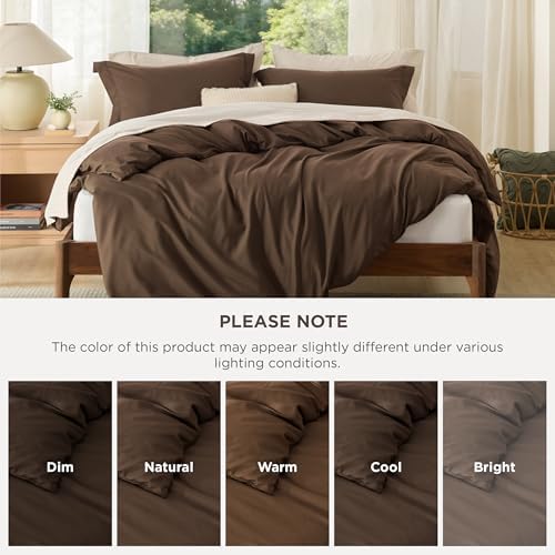 Bedsure Cal King Duvet Cover, Double Brushed Bedding Set, Dark Brown