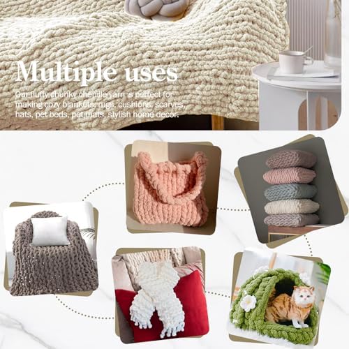 Chunky Chenille Yarn for Crocheting, Chunky Yarn for Hand Knitting