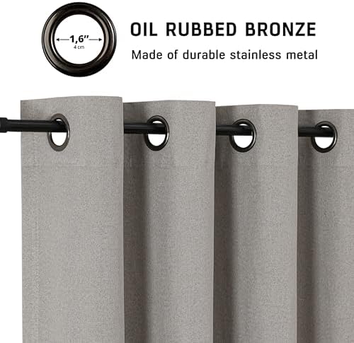 THOOO 100% Blackout Curtains Natural Linen Textured Blackout Curtains