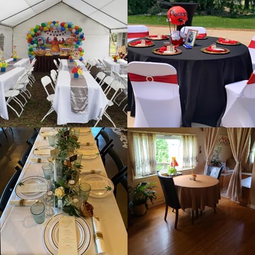 6 Pack White Round Tablecloths 70 Inches Table Cloth Stain and Wrinkle