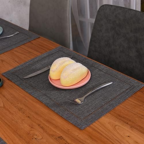 Tosewever Set of 6 Decorative Linen Placemats 12 x 18 Inches