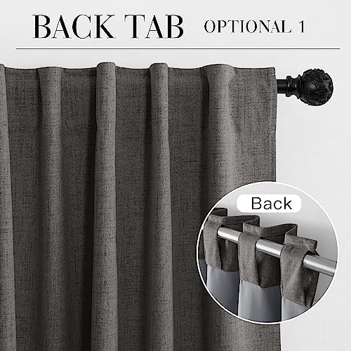 RYB HOME Grey Linen 100% Blackout Curtains 120 Inch Long for Living