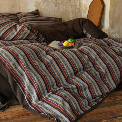 Striped Duvet Cover King Vintage Brown Comforter Cover King Size