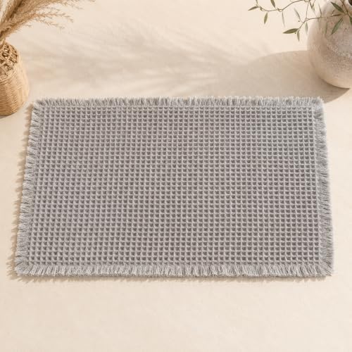 Waffle Bath mat, Non-Slip Water Absorbing Quick Dry Washable Bathroom