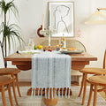 Chassic Rustic Farmhouse Style Linen Table Runner, Boho Handmade