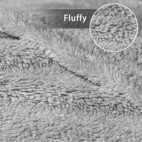 Exclusivo Mezcla Soft Plush Fleece King Size Bed Blanket, Light Grey