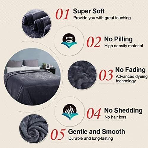 EASELAND Soft Lightweight California King Fleece Blanket, Dark Grey