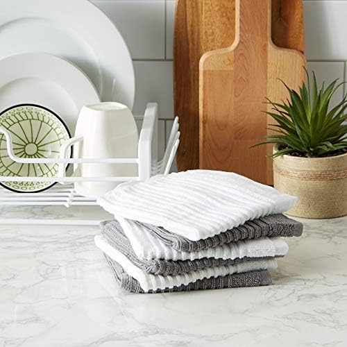 J&M Home Fashions, Cotton Ribbed Terry Dish Towels, Ultra Absorbent