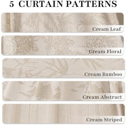 Cream Abstract Sheer Curtains 84 inches Long 2 Panels Set Light