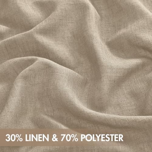 MIULEE Taupe Back Tab Linen Curtains 4 Panels 42W x 96L