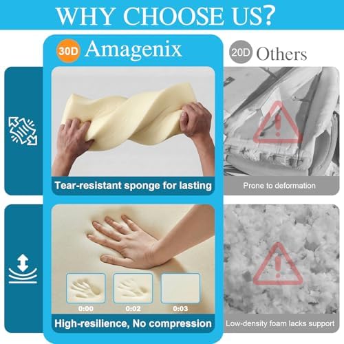 Amagenix 19x19x3 Inch Outdoor Chair Cushions Set of 2 Beige
