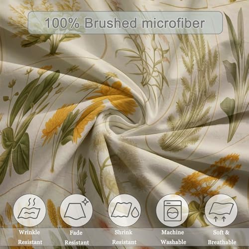 Duvet Cover Queen Size Plant Pattern Reversible Bedding Set, Super
