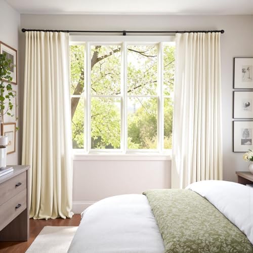 Lazzzy Ivory Velvet Extra Long Curtains 120 Inch Length Drapes for