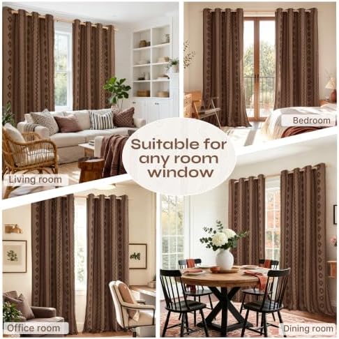 BGment Brown Curtains 96 Inches Long for Living Room, 52 x 96 Inch