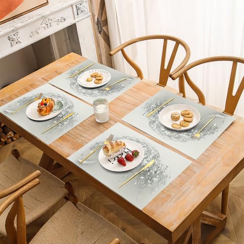 Placemats Washable Set of 8-30 x 45 cm Willow Placemats, Light Gray