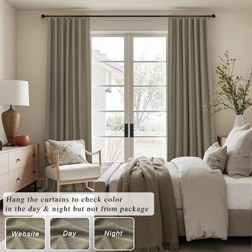 Dark Taupe Neutral Blackout Curtains 96 Inch Long 2 Panel Insulated