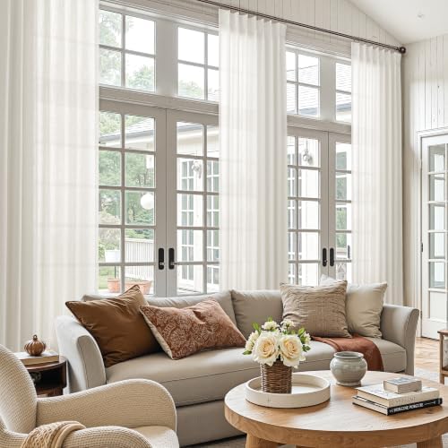 Joywell Extra Long Linen Pinch Pleated Curtains 120 Inch 4 Panels