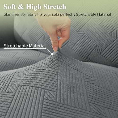 XINEAGE Stretch 4 Piece Couch Cover for Sofa, Sofa Cover for Dog,Light