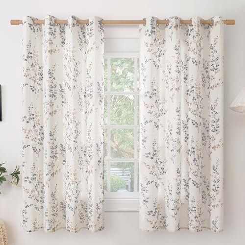 BGment Brown Linen Curtains for Bedroom 63 Inch Length 2 Panels