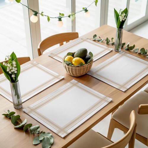 Modern Minimalist Art Placemats Set of 4, Cotton Linen Fabric Place