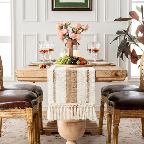 Fancy Homi Boho Table Runner 90 Inches Long Neutral Macrame Table