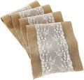 3 Pack 12X108 Inches Natural Burlap Lace Hessian Table Runner Vintage