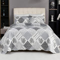 Cmfshape Summer Floral King Bedspread,Romantic Grey Quilt Set