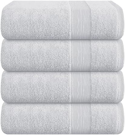 Belizzi Home 4 Pack Bath Towel Set 27x54, 100% Ring Spun Cotton, Ultra