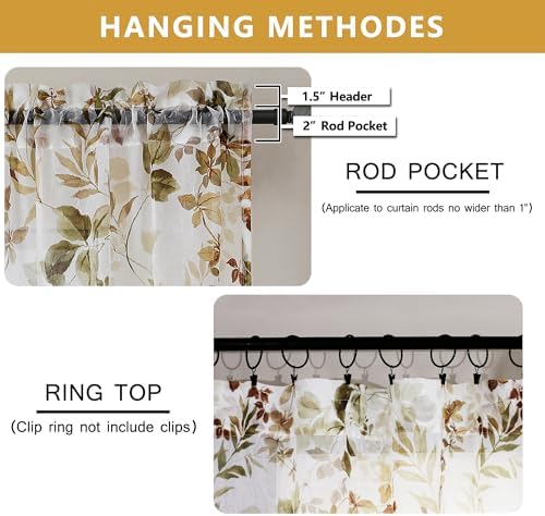 OWENIE Crushed Sheer Curtains 63 Inch Length 2 Panels Set, Sheer