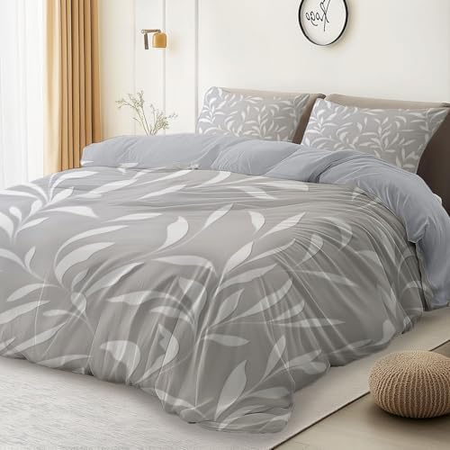 Duvet Cover King Microfiber - Reversible Minimal Leaves Vines Plants