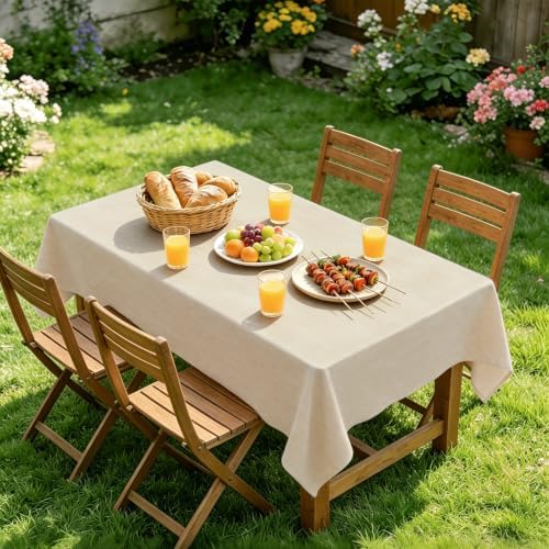 Wolkemer Rectangle Tablecloth 54 x 108 Inches Faux Linen Water