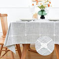 NEWISHER Farmhouse Embroidered Plaid Tablecloth Square 70 x 70 Inch