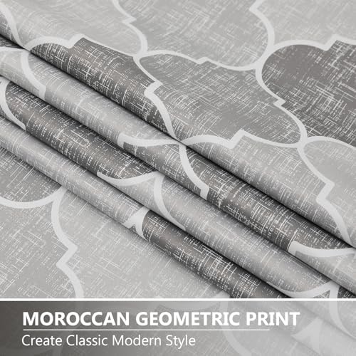 Gray Geometric 100% Blackout Window Curtains, 52" Wx63 Lx2