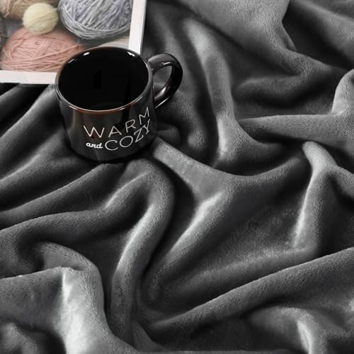 TASTHROW Grey Throw Blanket 60x80 Inches
