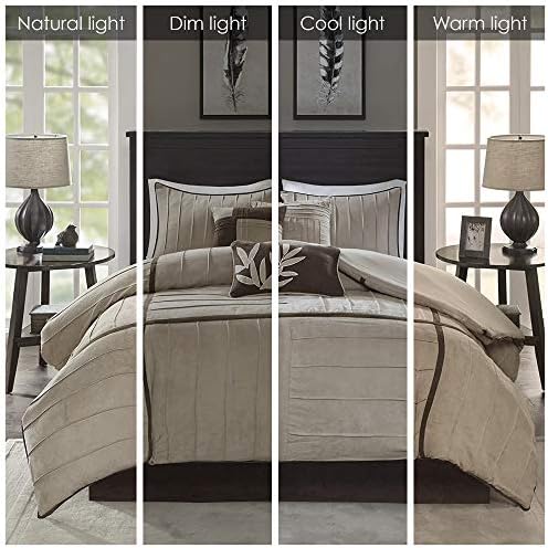 Madison Park Casual Blocks Suede Comforter Set, 7PC King Bedding Set