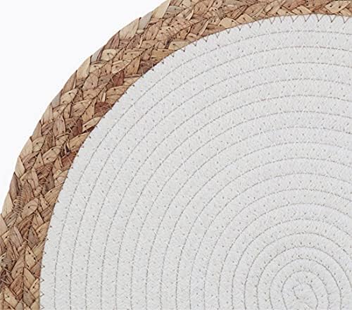Fennco Styles Hand-Woven Rattan Cotton Rope Placemats 14-Inch Round