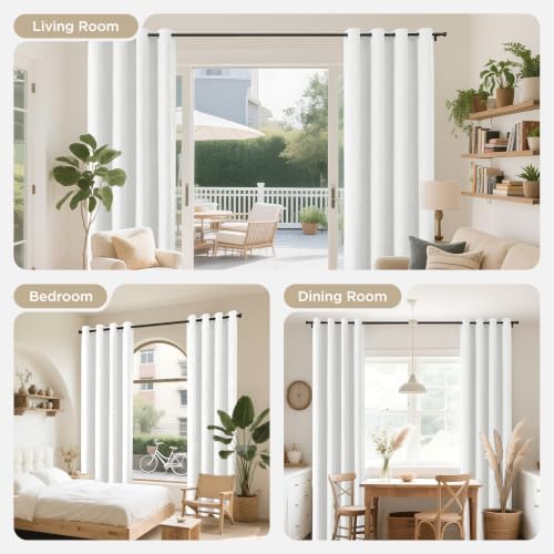 Joydeco Ivory Blackout Curtains 108 Inches Long, Light Blocking
