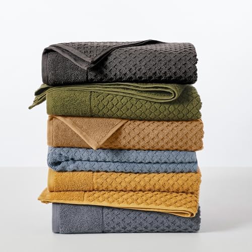 Great Bay Home Hand Towels - 100% Cotton 6 Pack 26x16 Hand Towel Set